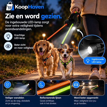 DuoLijn™ | Automatische Dubbele Hondenriem