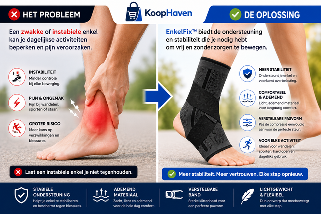 EnkelFix™ | Verstelbare Enkelbrace voor Extra Stabiliteit