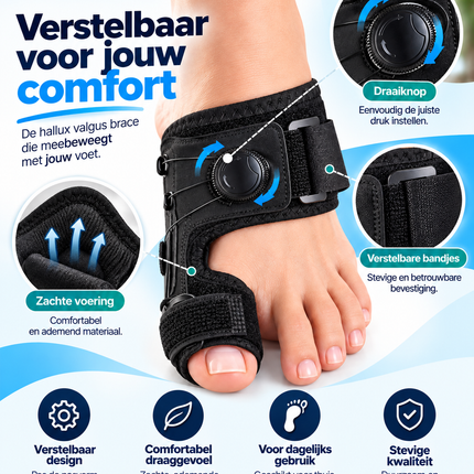 HalluxComfort™ – Verstelbare Hallux Valgus Brace.